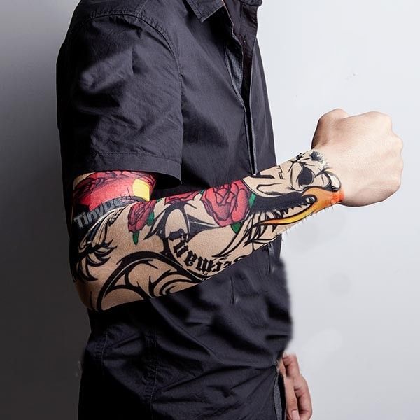 Crânio Seamless Sleeve Tattoo Body Art Tattoo Sleeve Ciclism